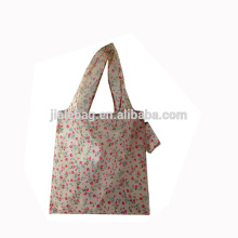 beautiful flower 210D polyester fold cloth bag